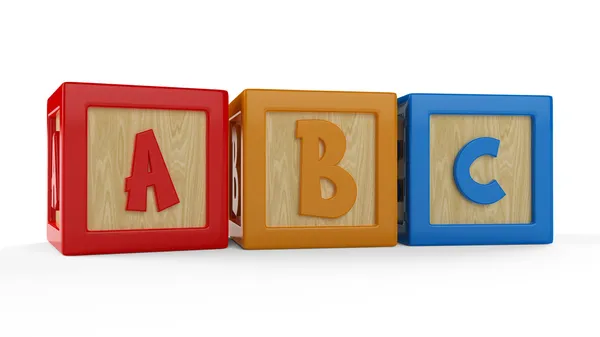 3D-alfabet-abc-kubussen geïsoleerd op wit — Stockfoto