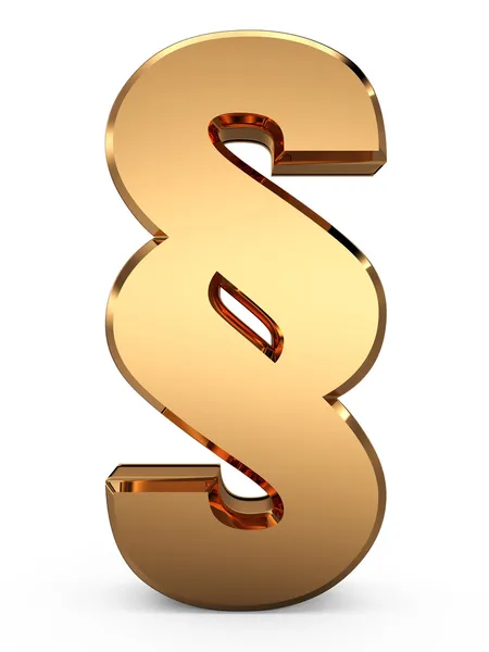 3D gold paragraph symbol on a white background — Stock Photo, Image