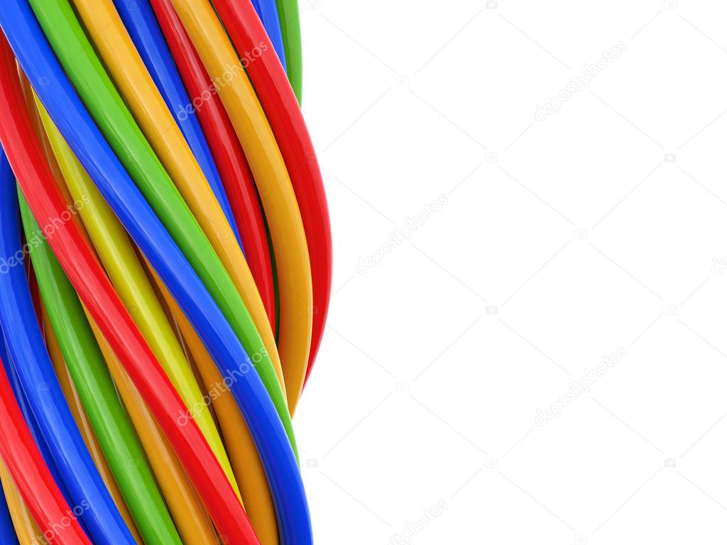 Cables de colores 3D sobre fondo blanco 2023