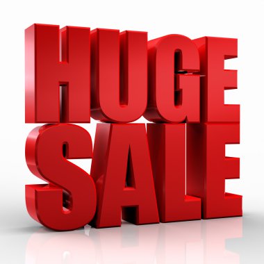 3D huge sale word on white isolated background