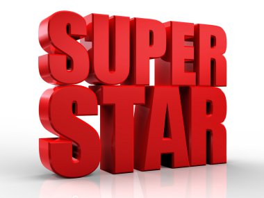 3D superstar word on white isolated background
