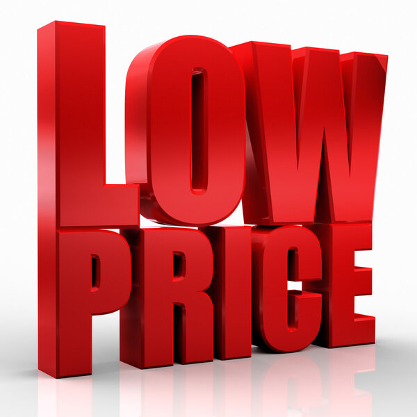 3D low price word on white isolated background