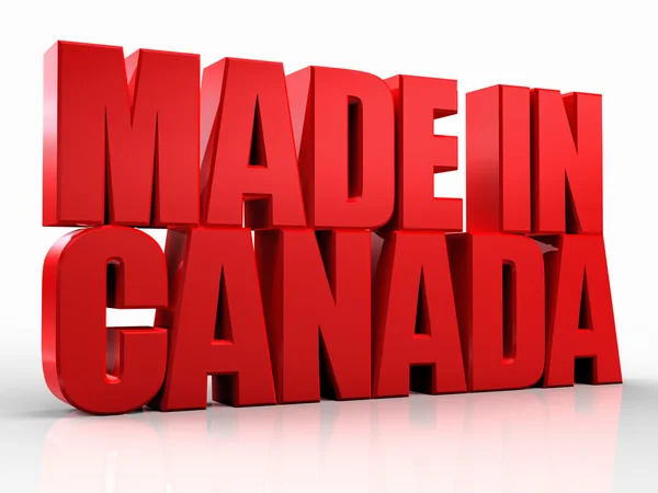 3d made in canada word auf weißem isolierten Hintergrund — Stockfoto