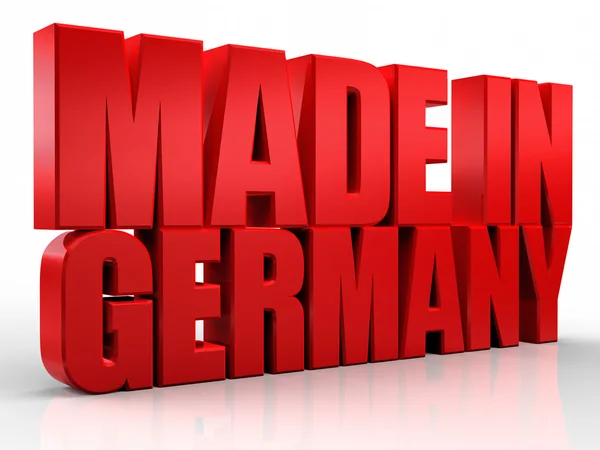 3D made in Germany Wort auf weißem isolierten Hintergrund — Stockfoto