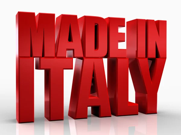 3D made in italy word on white isolated background — Stock Photo, Image