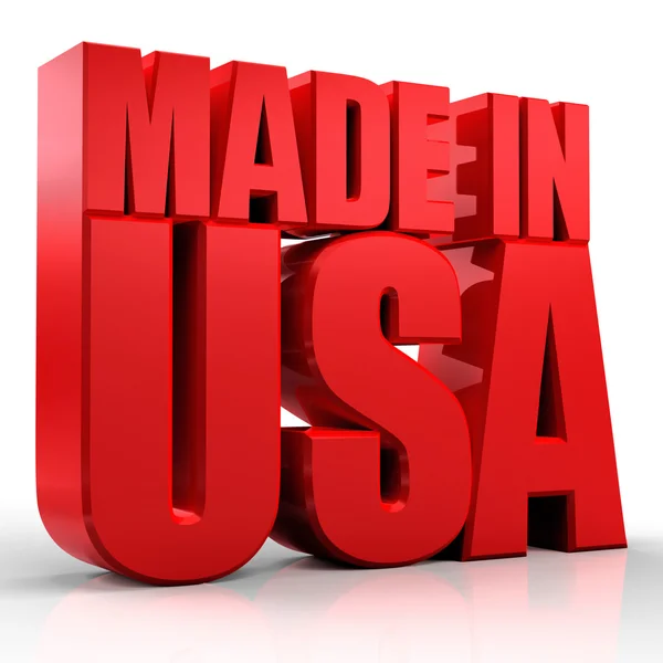 3d made in usa word auf weißem isoliertem Hintergrund — Stockfoto