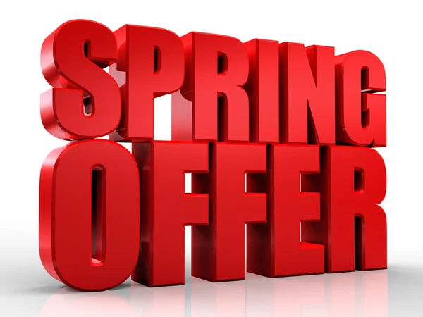 3D spring offer word on white isolated background — Stock Photo, Image