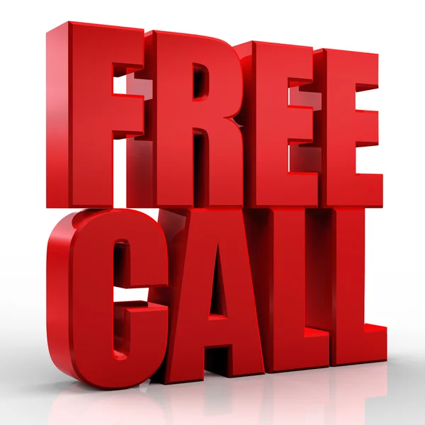 3d Free Call texto isolado sobre fundo branco — Fotografia de Stock