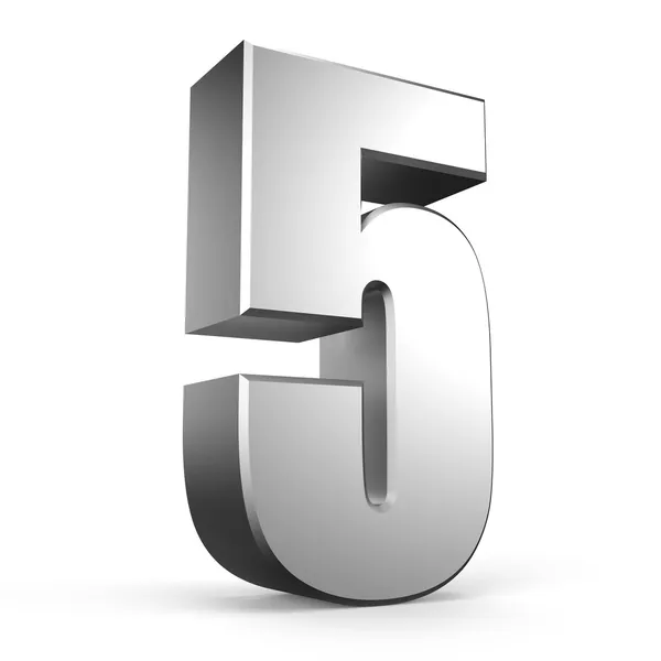 3D number 5 from my metal number collection — Stock Photo, Image