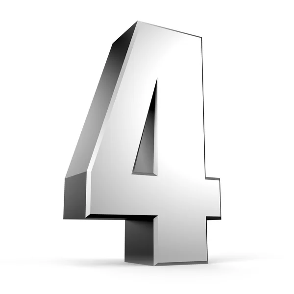 3D number 4 from my metal number collection — Stock Photo, Image