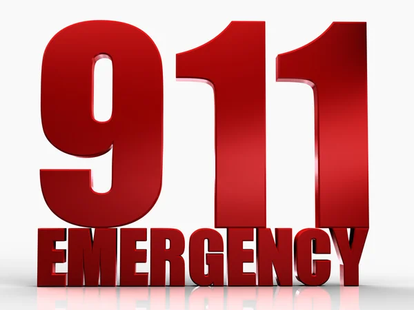 白い背景で隔離された 3d 911 緊急テキスト — ストック写真