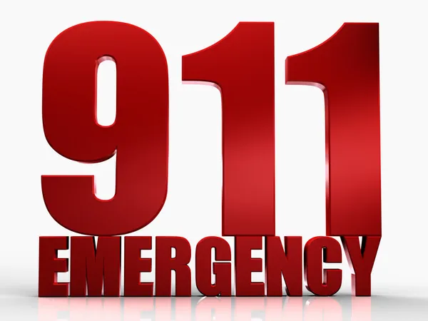 3D 911 emergency text isolerade över vit bakgrund — Stockfoto