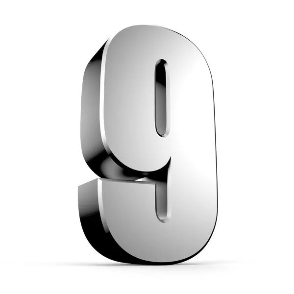 3D number 9 from my metal number collection — Stock Photo, Image