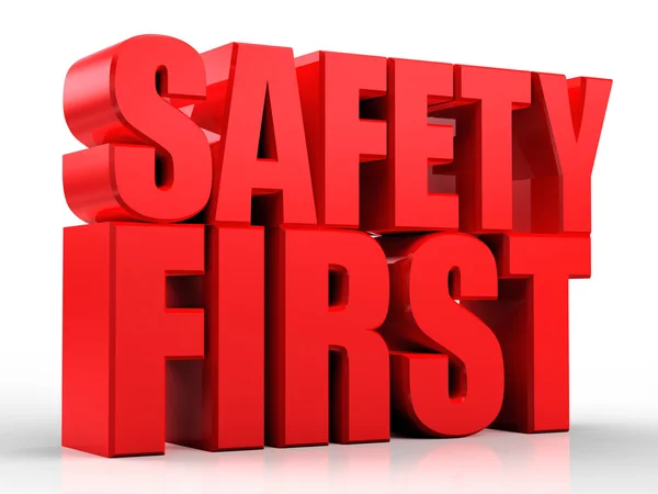 3d Safety First text isolated over white background — Stock Photo, Image