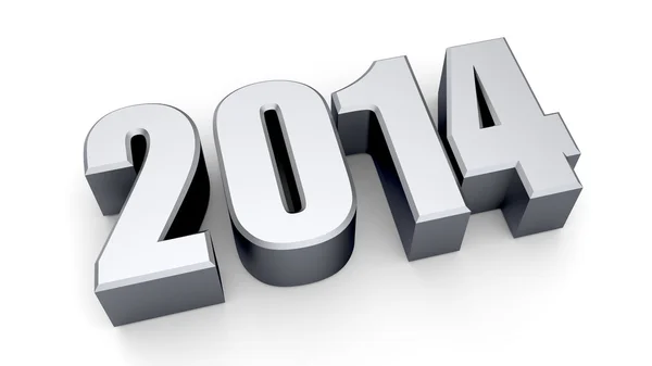 Feliz ano novo em 3D de prata 2014 — Fotografia de Stock