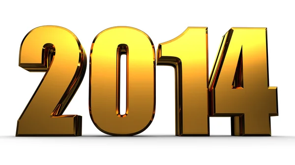 3D happy new year golden 2014 — Stock Photo, Image