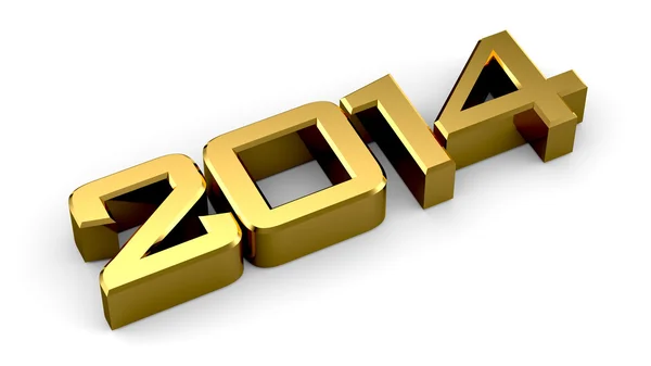 3D happy new year golden 2014 — Stock Photo, Image