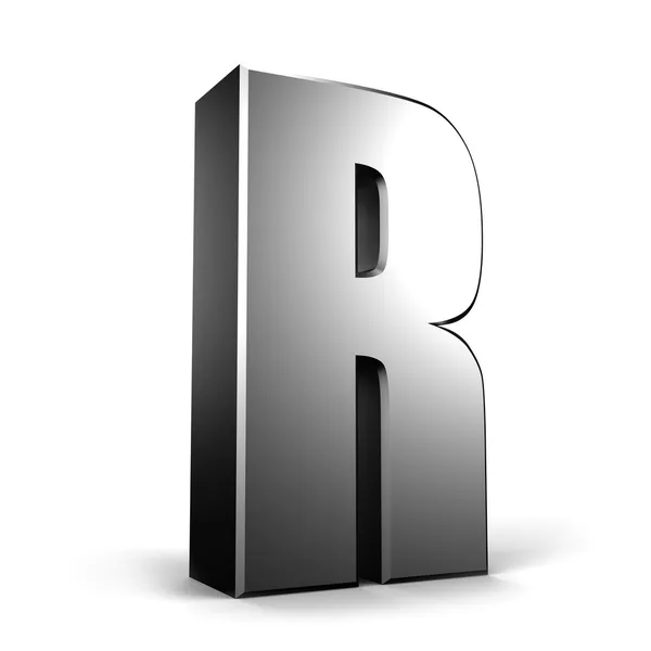 3D буква R из моей коллекции металлических букв — стоковое фото