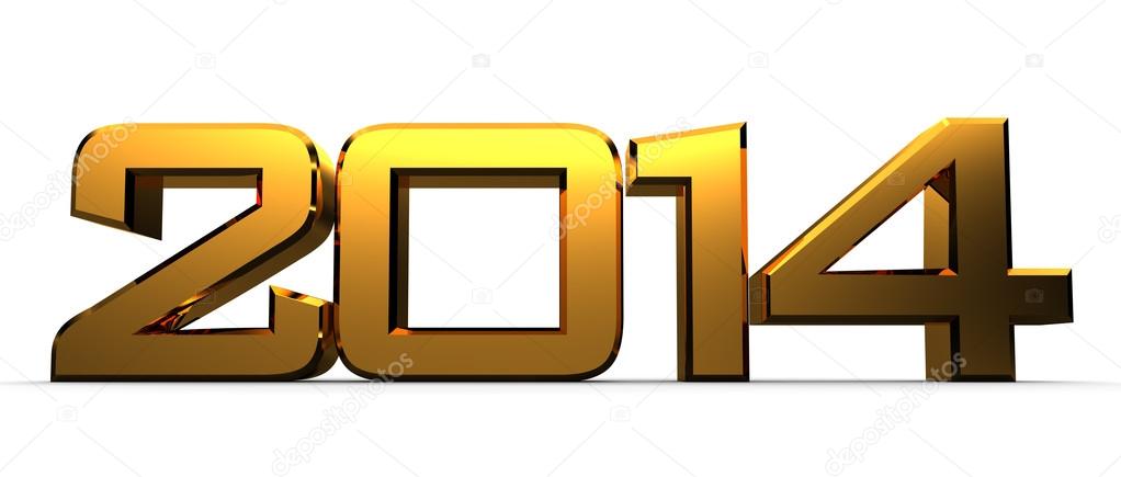 3D happy new year golden 2014