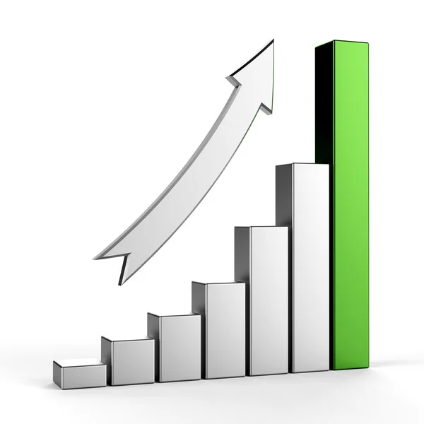 3D Bar Chart and Business Growth — Stock Photo, Image