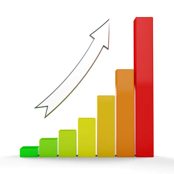 3 d 棒グラフおよびビジネスの成長 — ストック写真