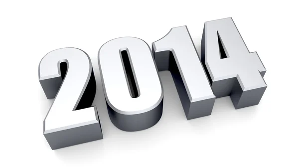 3D 2014 year silver text — Stock Photo, Image