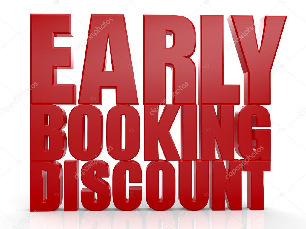 3D Early Booking Discount text on white background