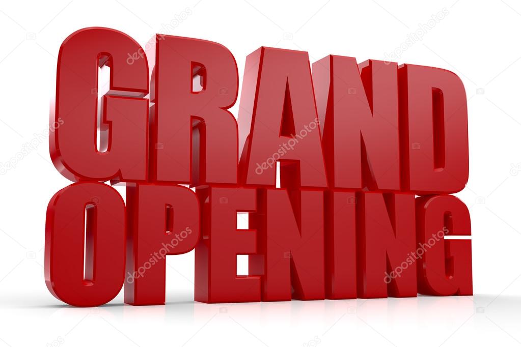 3D Grand Opening text on white background