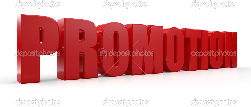 3d Promotion text on white background