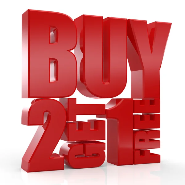 3D Buy 2 Get 1 Free text — Stock Photo, Image