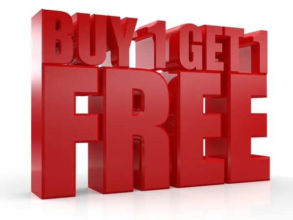 3D Buy 1 Get 1 Free text — Stock Photo, Image