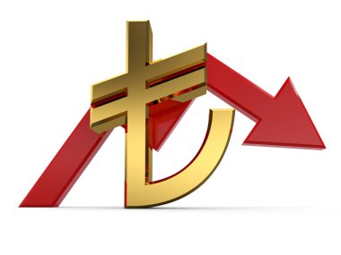 3D Türk Lirası düşen grafik.
