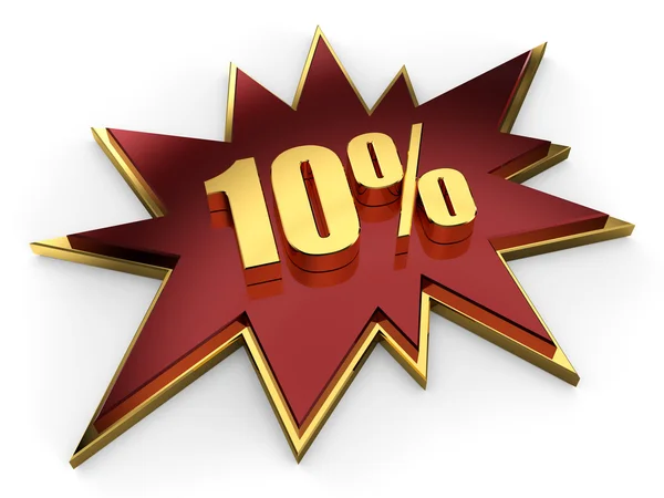 3d golden sign of 10 percent — Stock Photo, Image