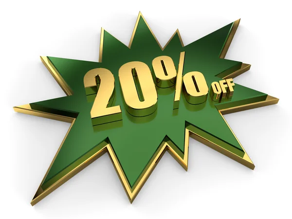 3d golden sign of 20 percent off — Stock Photo, Image