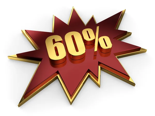 3d golden sign of 60 percent — Stock Photo, Image