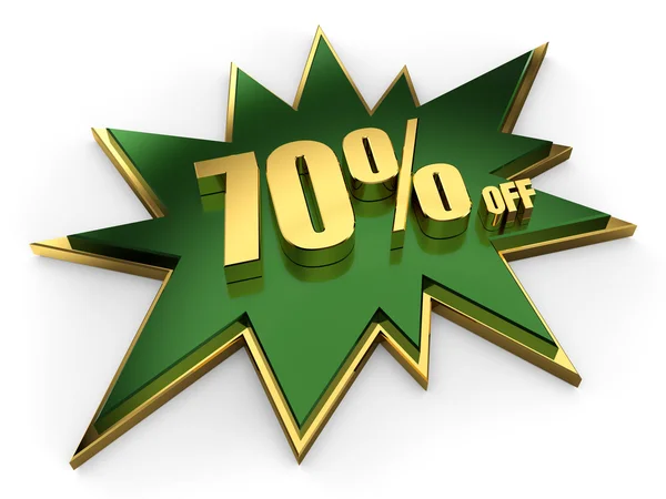 3d golden sign of 70 percent off — Stock Photo, Image