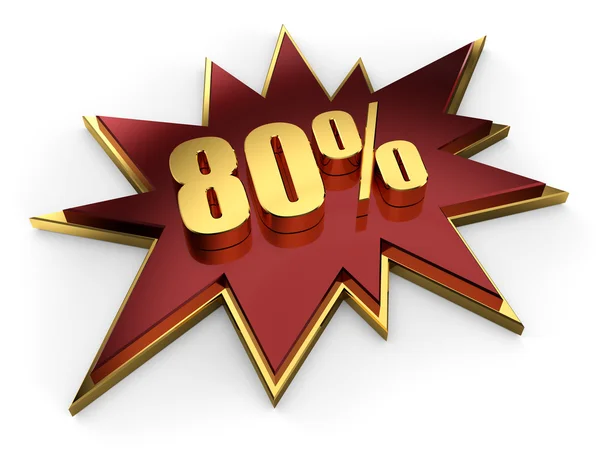 3d golden sign of 80 percent — Stock Photo, Image