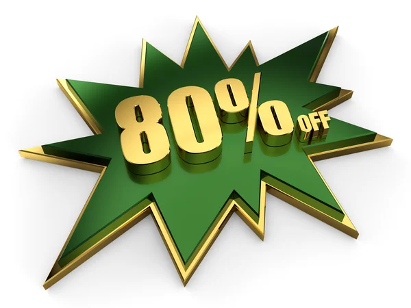 3d golden sign of 80 percent off — Stock Photo, Image