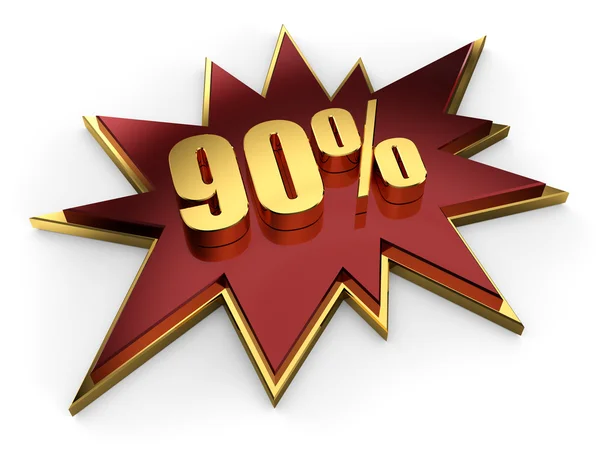 3d golden sign of 90 percent — Stock Photo, Image