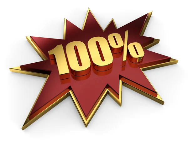 3d golden sign of 100 percent — Stock Photo, Image