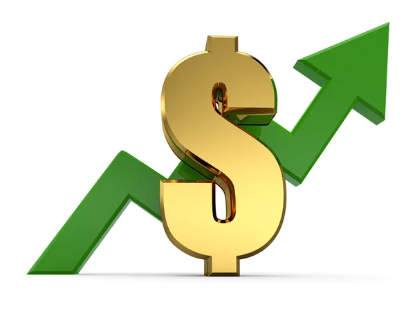 3D Dollar rising graph. — Stock Photo, Image