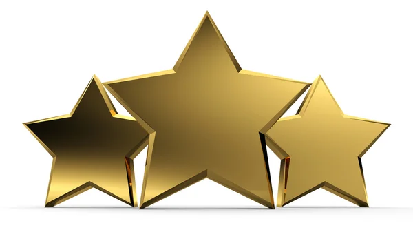 3d illustration of golden three stars — Stock Photo, Image