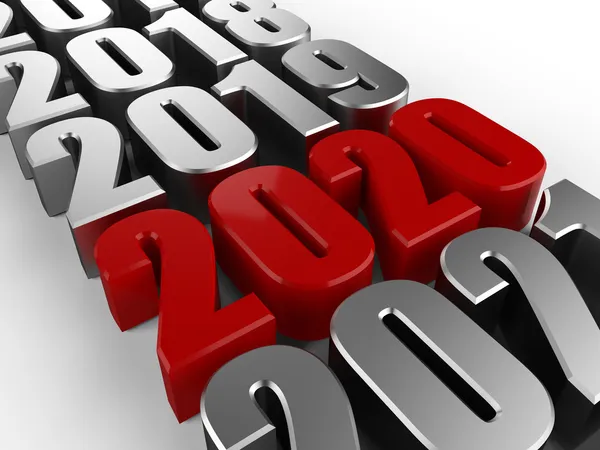 3D happy new year red 2020 — Stock Photo, Image