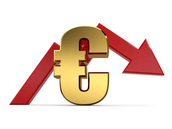 3D graf klesající euro. Stock Fotografie