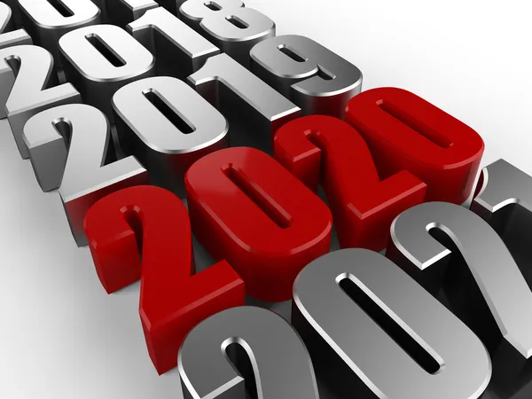 3D feliz año nuevo rojo 2020 Imagen De Stock