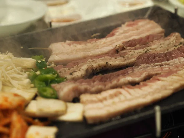 Grilled Pork Pan Thai Style Thai Buffet Pork Chicken Other — Stockfoto
