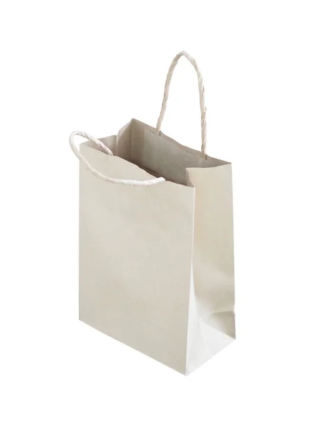 Sac Papier Brun Doux Sur Fond Blanc Sac Vide Sans — Photo