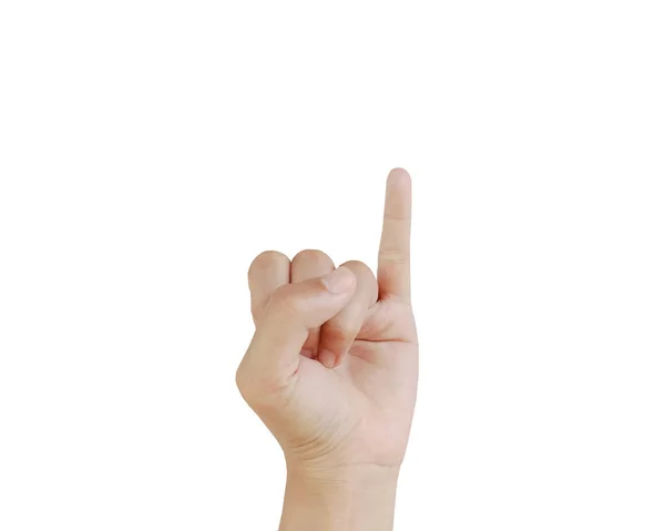 Close Asian Female Age Hand Show Little Finger Gesture Making — стокове фото
