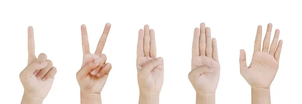 Κοντινό Πλάνο Ασιατική Female15 Ηλικία Χέρι Δείχνουν Νούμερο Ένα Δύο — Φωτογραφία Αρχείου