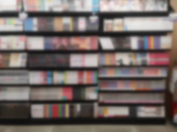 Blurred Books Arranged Shelves Bookshelf Shop Library Background — Fotografia de Stock
